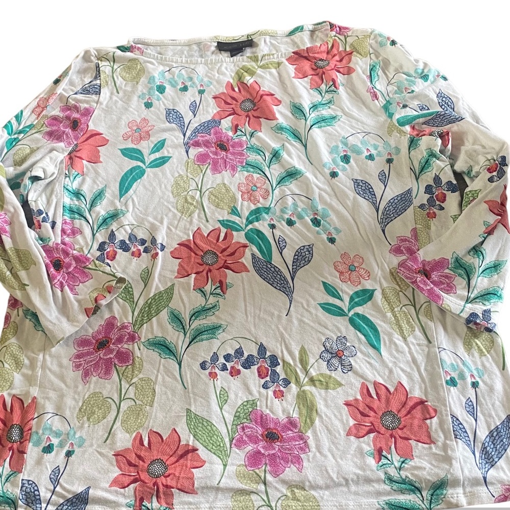 J‎ Jill WearEver Floral Blouse Womens Sz Small Shirt Pullover Top Stretch